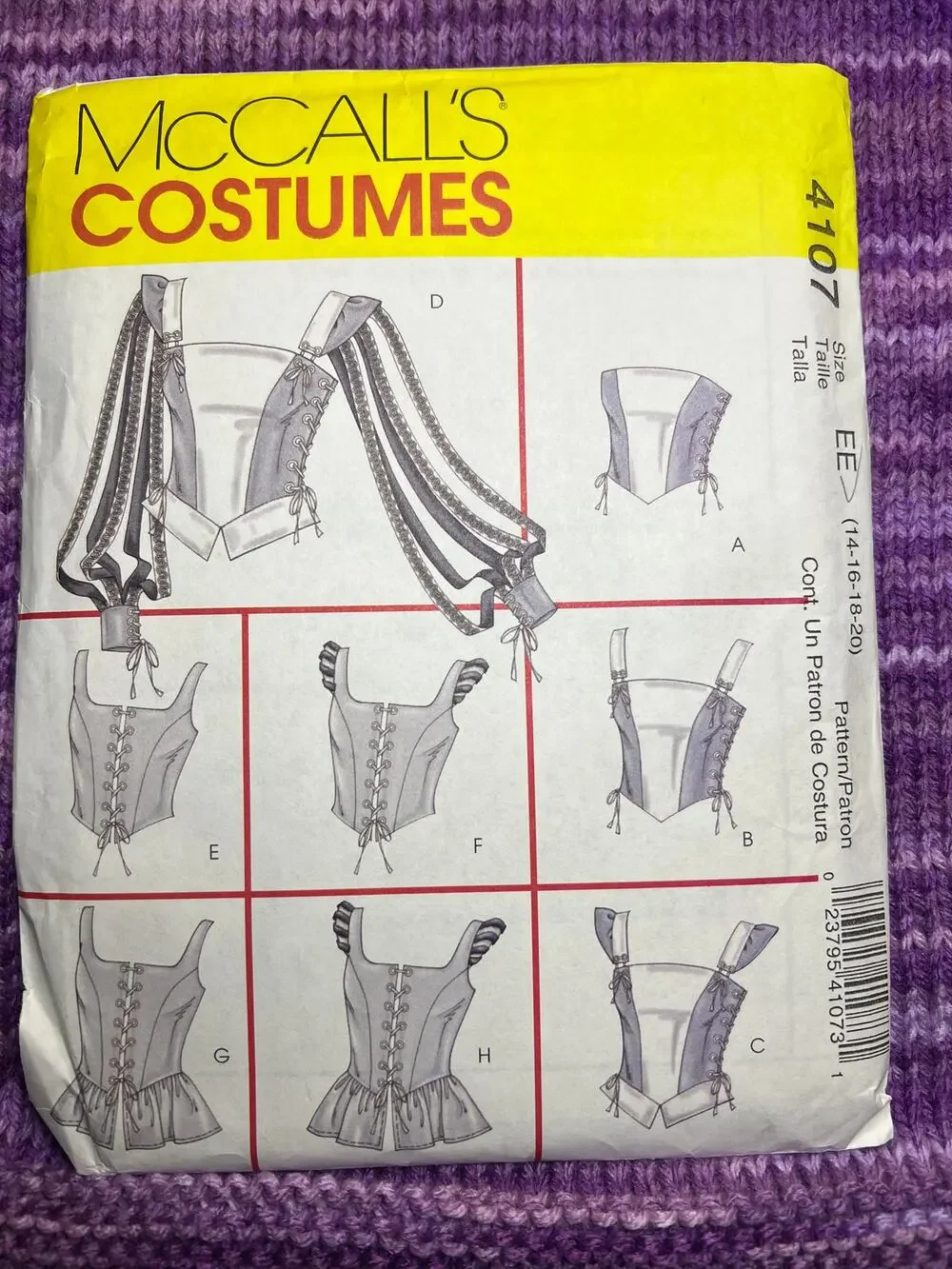 McCalls 4107 sewing pattern Renaissance tops size 14 16 18 20